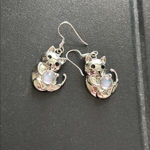 Silver Cat Earrings